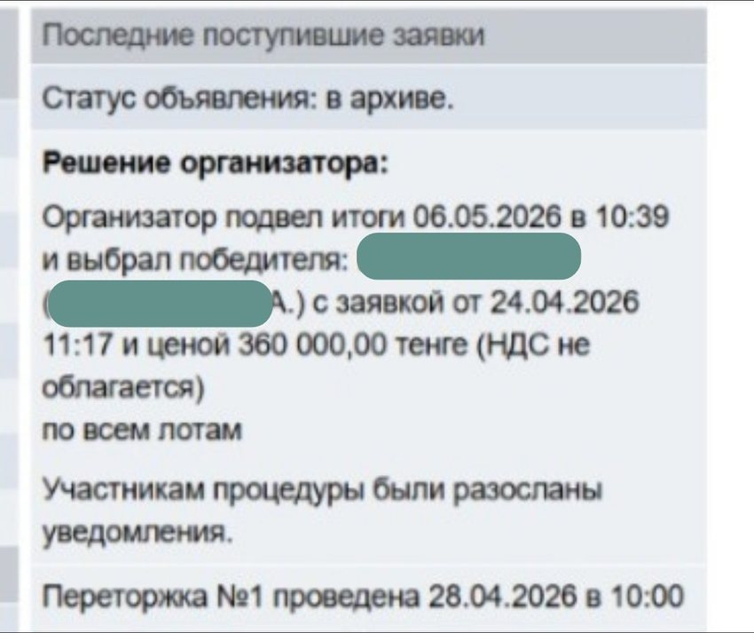 Жеңімпаз — барлық лот бойынша 360 000 ₸